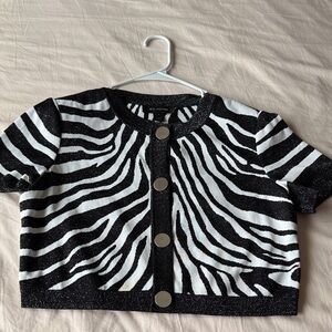 St. John Black and White Zebra Print Top